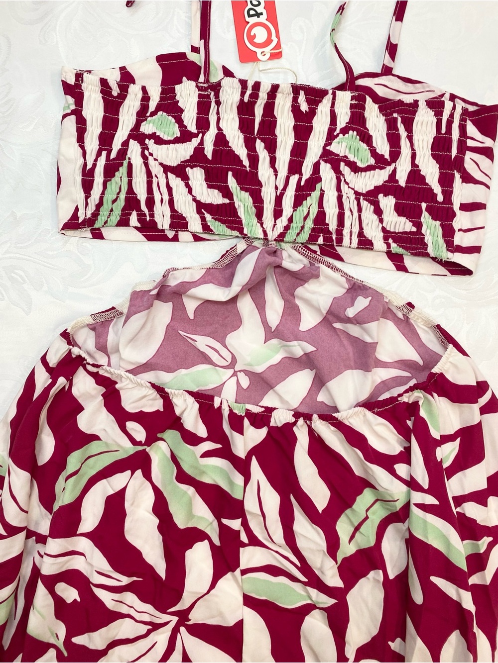 Women Flattering Pink and White Floral Maxi dress Backless Women Dresses, Size S - Picture 9 of 9
